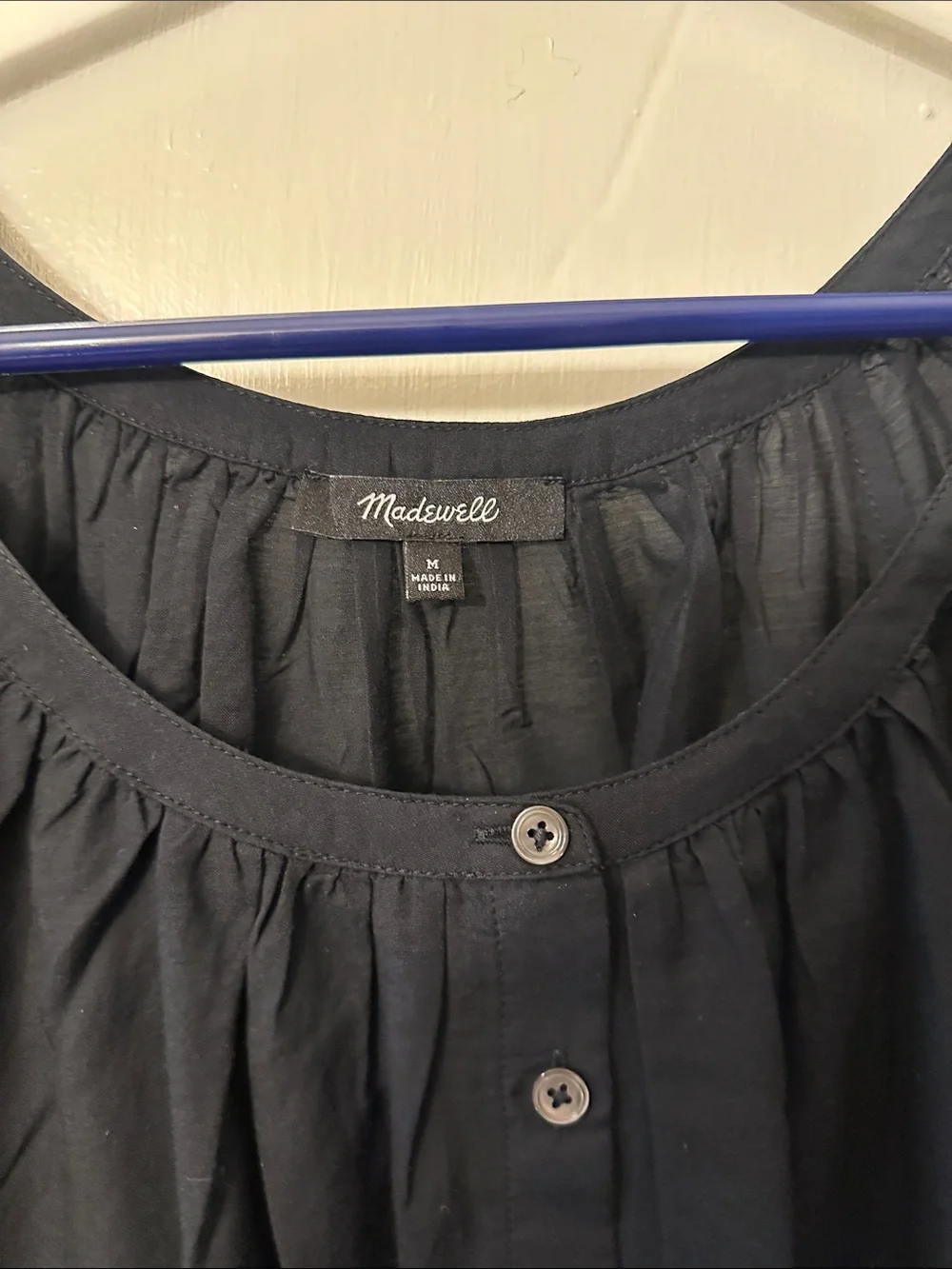 Madewell Black Button-Front Puff Sleeve Blouse
